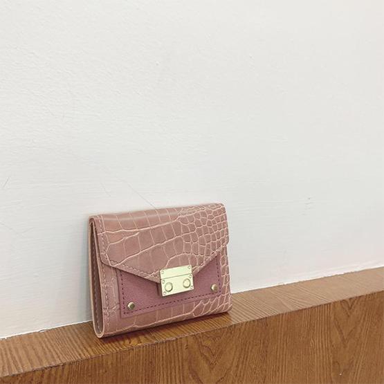 Женский простой кошелек с держателем кредитной банковской карты деловой повседневный мини-кошелек однотонный брендовый кошелек 11592cm розовый 1579₽