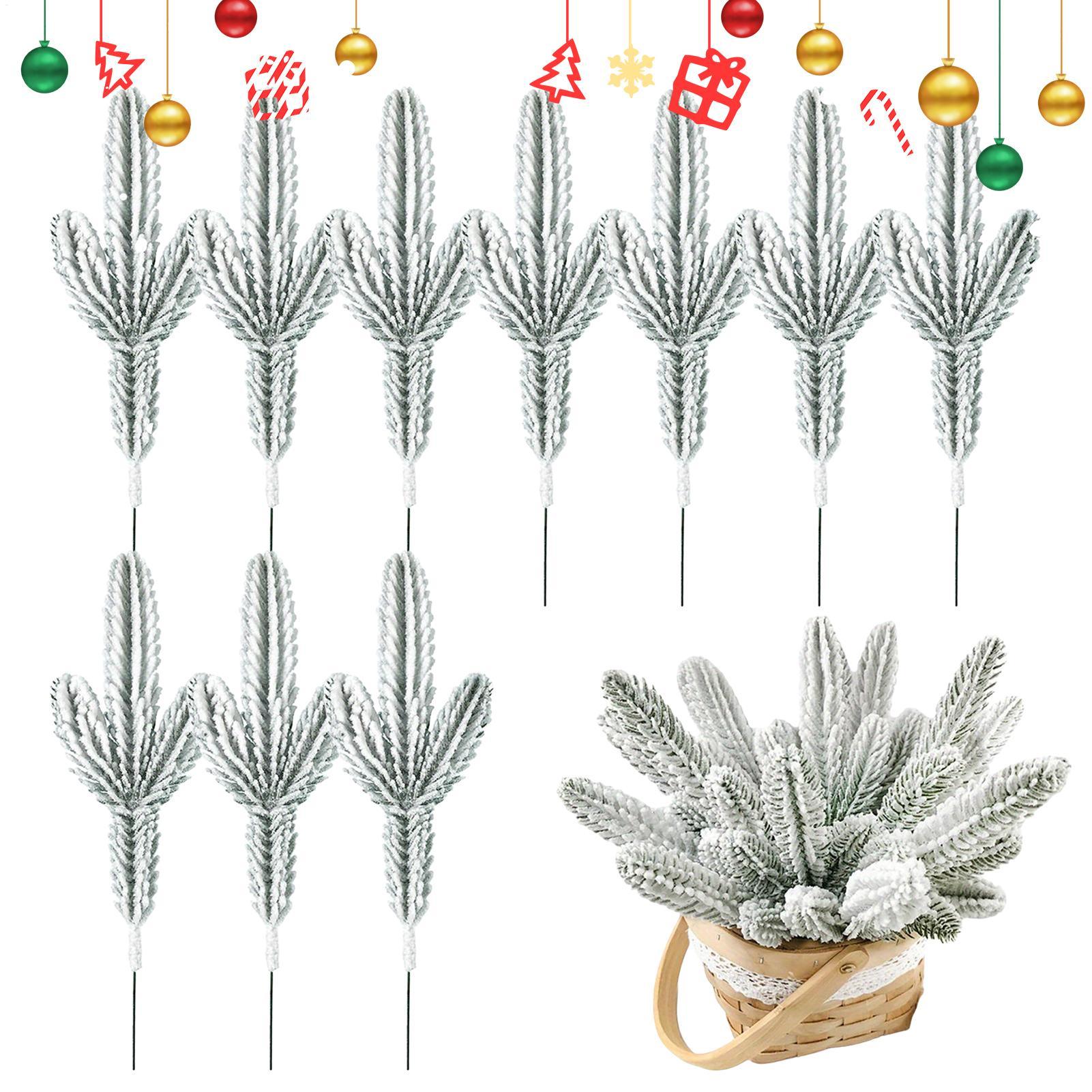 10 шт. Искусственное растение Сосновые ветки Имитация Плюшевые сосновые ветки Зимнее Рождественское украшение Зеленые листья Ветки China Mainland