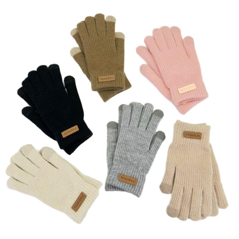 New women's autumn and winter gloves knitted warm gloves cold-proof thickened women's wool touch-screen gloves