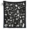 Washable Velvet Throw Blanket Halloween DIY Coloring Blanket, with Ghost Patterns, Color Your Cozy Bed for Creative Adults Own And Kids, Home