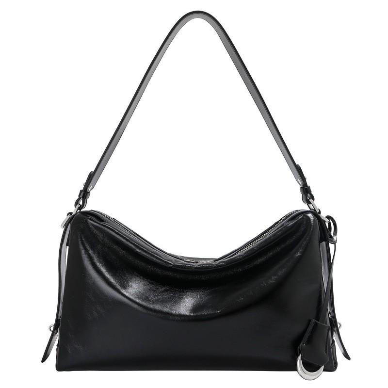 Large-capacity Boston Pillow Bag Women's Top Layer Cowhide Underarm Genuine Leather Niche Commuter Single-shoulder Cross-slung Tote