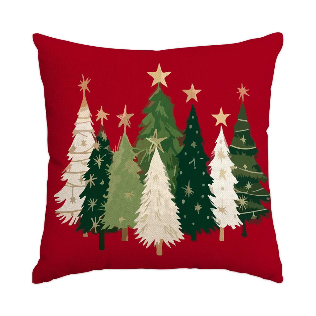 1 \ 4pcs Christmas Pillow Cover Snowman, Elderly, Printed Pattern Cushion Cover, Suitable for Room Living Room, (No Pillow Core)