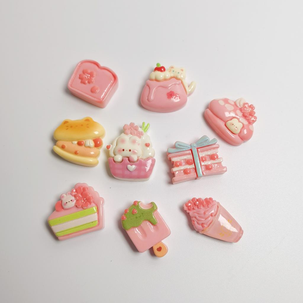 Cutie Pink Ice Cream Cake Kawaii Food DIY Resin Charms Flatback Scrapbooking DIY Crafts Accessories