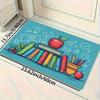 Cartoon Books Learning Theme Area Rug, Educational Pattern Non-Slip Floor Mat, Washable Carpet for Laundry Bathroom Playroom