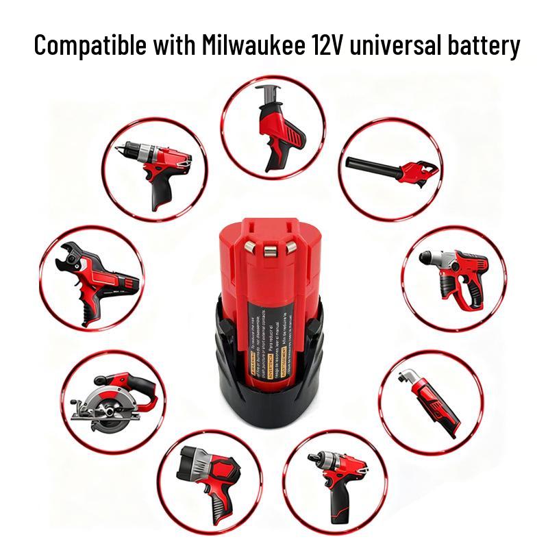 Milwaukee M12 12V Battery and Charger for Electric Wrench and Drill Replacement