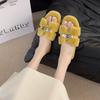 Comfortable Princess Thick-bottomed Fluffy Slippers Women's Autumn and Winter High-end Outer Wear 2025 New Indoor Home One-word Cotton Mop