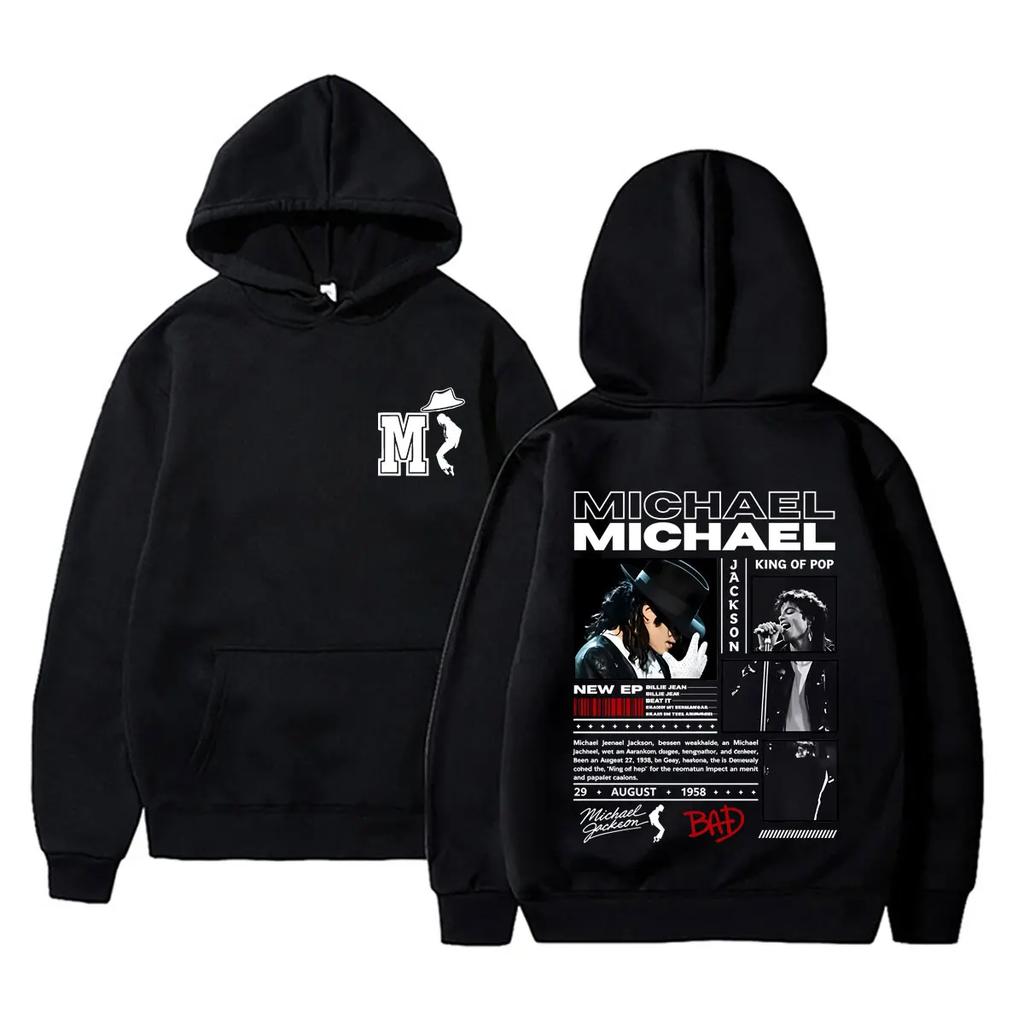 Felpa con cappuccio grafica Michajackson Re del Pop Uomo Donna Vintage Gotico Rock Felpa Uomo Hip Hop Punk Felpe con cappuccio oversize