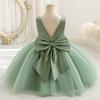 Cross-Border Baby Girl Mesh Princess Dress | V-Neck Puff Bow Design | Summer Flower Girl Wedding Attire