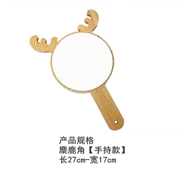 Stand Folding Desktop Makeup Mirror DIY Handmade Cartoon Shaped Mirror Cat Ear Compact Mirror Cute Portable Wooden Table Mirror