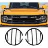 Front Headlight Lamp Cover Trim Bezels Accessories For Ford Bronco + Black