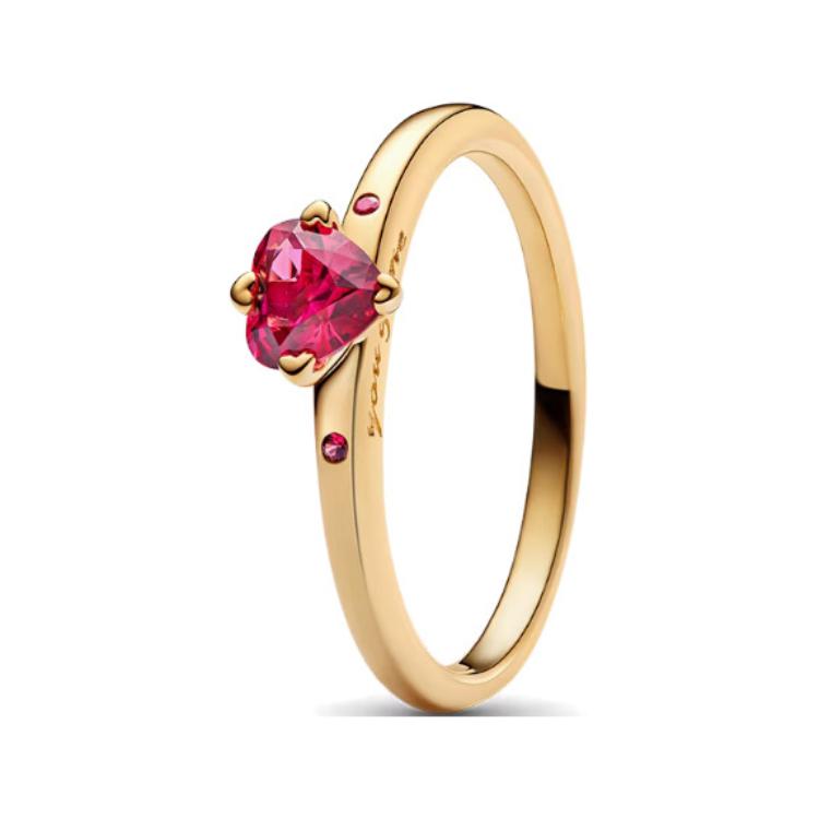 Pandora Красное Сердце Вишни Кольцо с Позолотой Женские кольца 166574C01 Box,48
