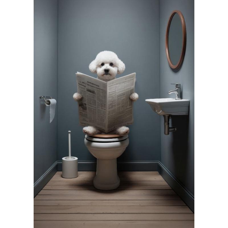 Animal Reading The Newspaper On The Toilet Posters and Prints Canvas Printing Wall Art Picture for Living Room Home Decoration