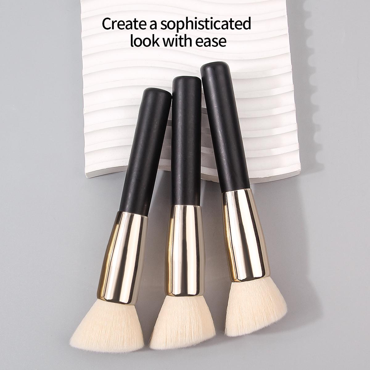 3PCS slanted soft bristle contoured brush, foundation brush, loose powder, blush special makeup brush tool for hand refreshing чёрный