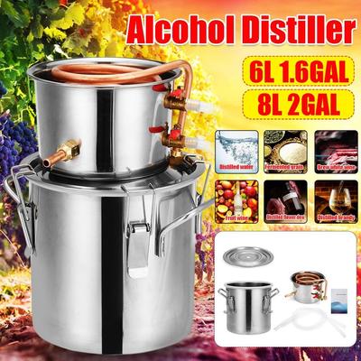 8L/2Gallonen Brennerei Alambic Moonshine Alkohol Still Edelstahl Kupfer Brauen Wasser Wein Brandy Ätherisches Öl Brauen Kit