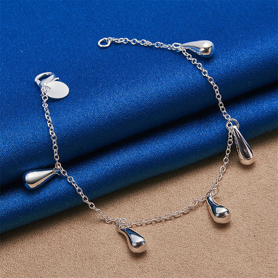 925 sterling silver 8-inch exquisite water droplet bracelet, fashionable women's wedding accessories, party jewelry gifts