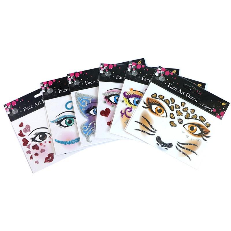 Glitter Face Art Stickers, Self-Adhesive Face Decor Decals for Halloween, Carnival, Festival and Party Makeup