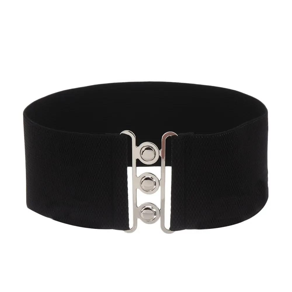 2026 New Women Fashion Wide Elastic Belt Metal Buckle Cinch Waistband Ladies Dress Waist Band Cummerbands Casual Stretch Belt