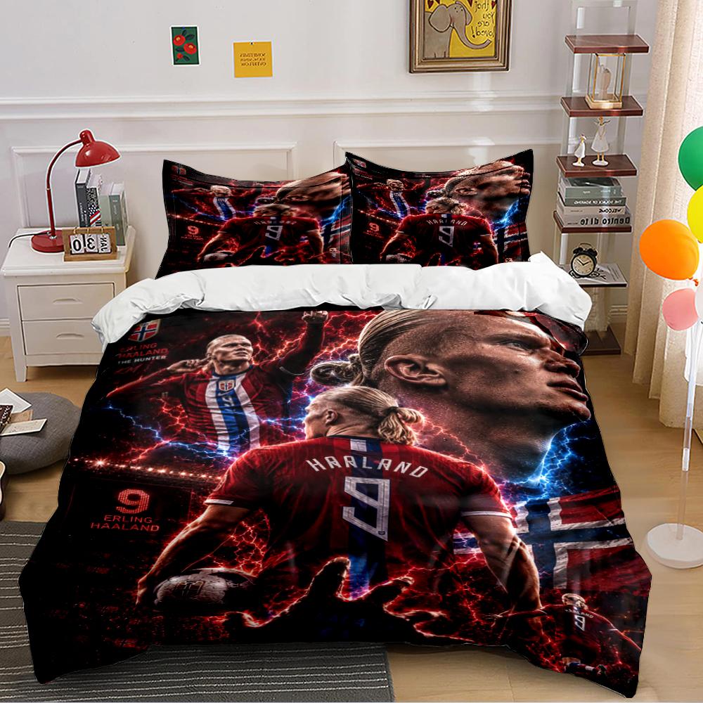 Soccer Player Print Bedding Set Bedding set (1 duvet cover, 2 pillowcases, duvet not included)