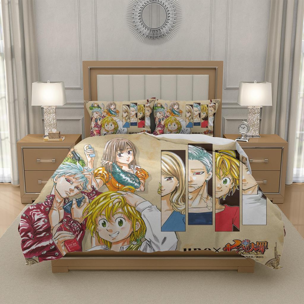 T-Tanjiro K-Kamado D-Demon S-Slayer Anime Bedding Set Duvet Cover Breathable Polyester Kids Teens Bedroom Single Double King Size, EU US UK AU DE