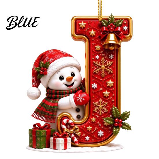 Weihnachtsdekoration für den Innenbereich Niedlicher Schneemann Buchstabe Weihnachtsbaumschmuck 2D Flach Personalisiert A-Z Alphabet Weihnachten Feier Zubehör Acryl Hängender Anhänger