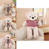 Teddy Bear Plush Toy With Bow Tie Cute Stuffed Animal Gift For Kids Room Decor