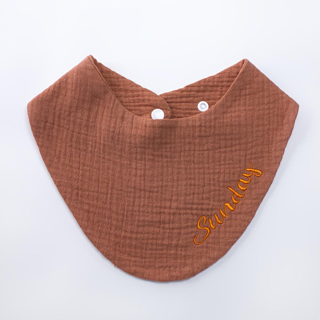 

Soft Cotton Pet Dog Bandana Breathable Solid Color Triangular Scarf with Snap Button and Embroidery free size(24*20cm) мандариновий