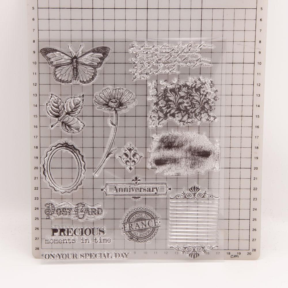 Flower Transparent Silicone Clear Stamps for Seal DIY Scrapbooking Photo Album Decor Poker Tulip Butterfly