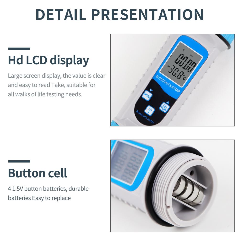 5 In 1 TDS/EC/Salinity/S.G./Temperature Meter Digital Salimeter Aquarium Water Quality Tester Home Drinking Water Detector