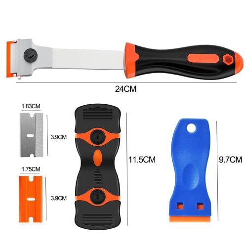 Cluoling Razor Blade Scraper for Removing Labels, Registration Stickers, Tint, Grease from Windshields, Pocket Scraper, Safety Scraper, Double-Head Gl