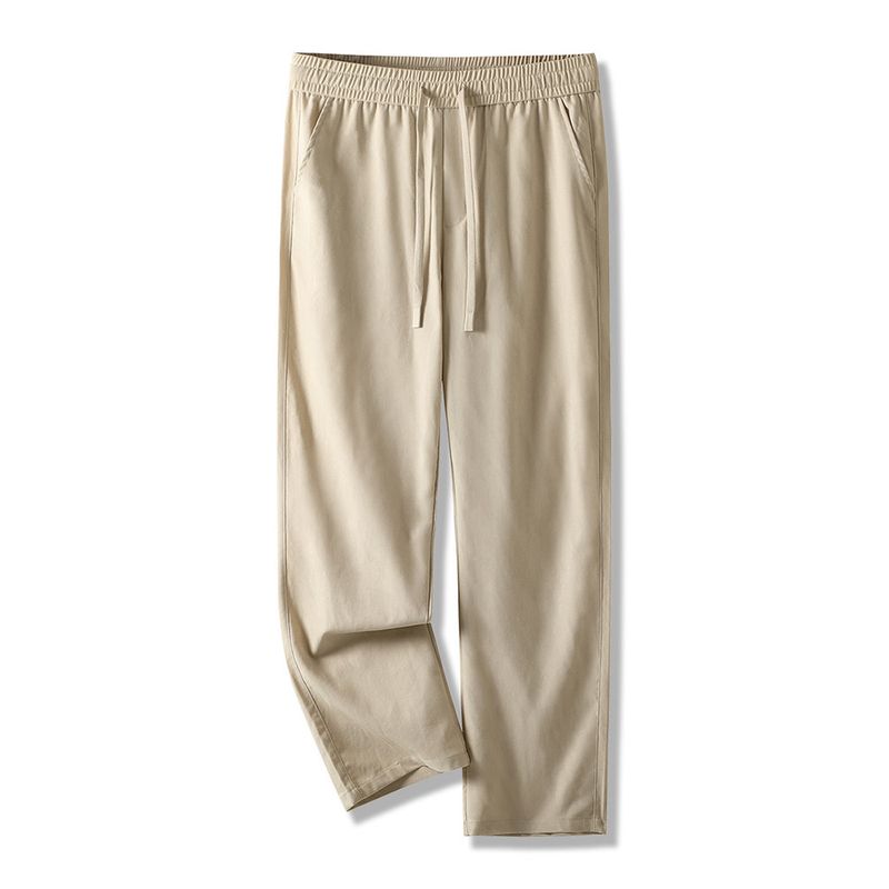 Foreign Trade Export to Domestic Sales Linen Pants Men s Summer Straight Thin Cotton and Linen Pants Loose Old Money Style Casual Men s Trousers Khaki 3XL