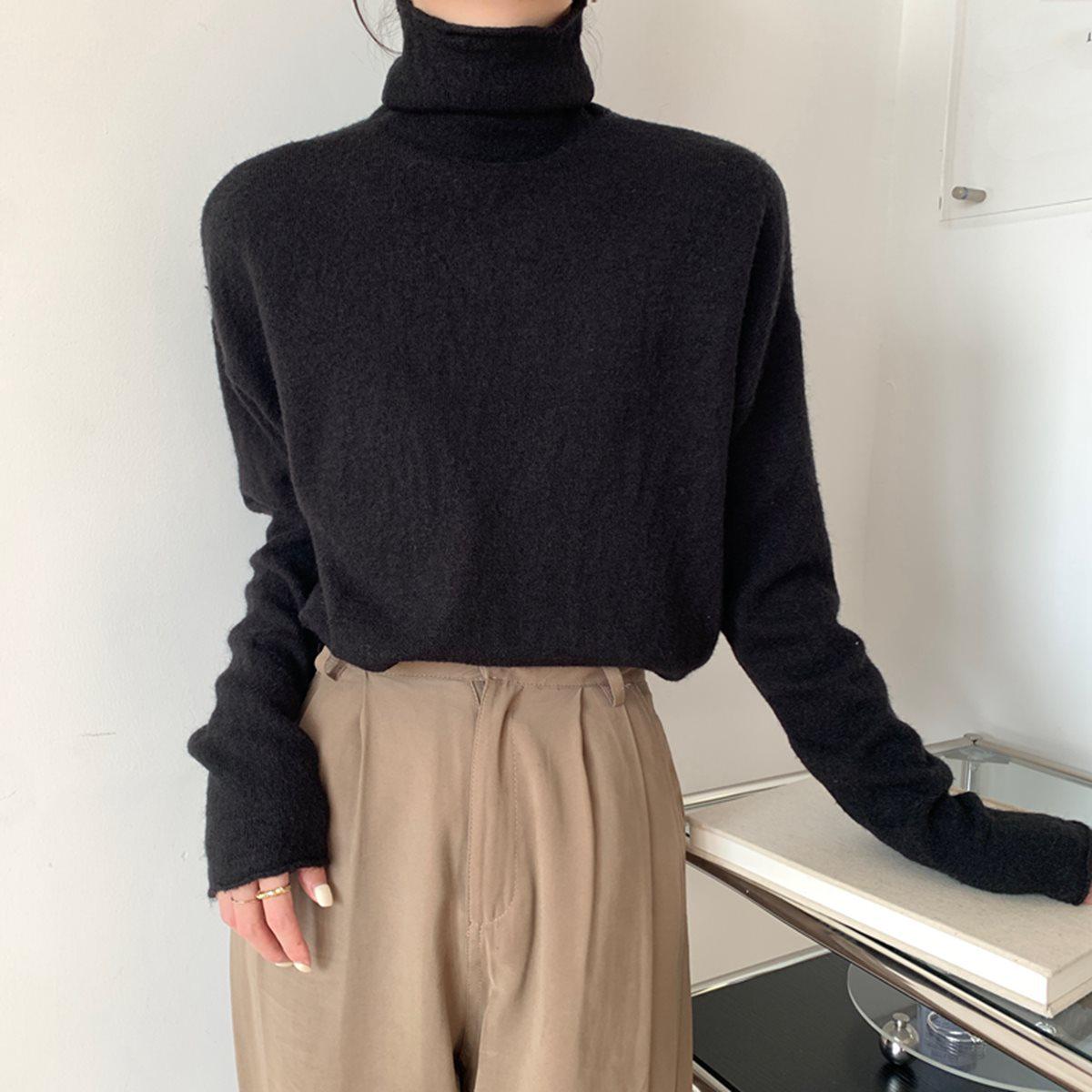 

Women s Korean-Style Velvet High Collar Sweater – Red, Loose Fit, Perfect for Layering in Autumn and Winter M