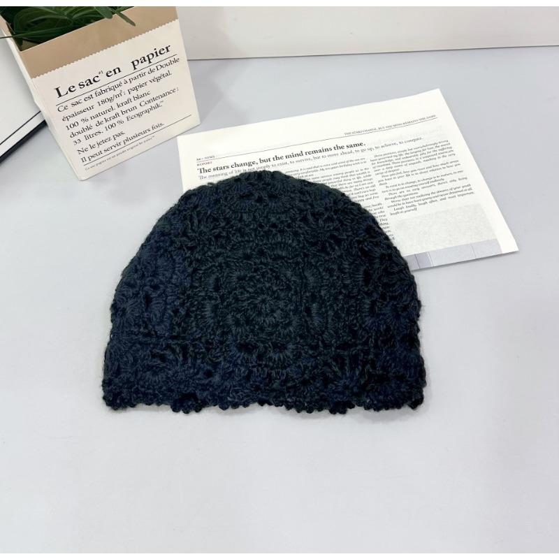 25 Early autumn retro handmade knitted hat hollow hook-up pullover hat versatile bag head hat tide