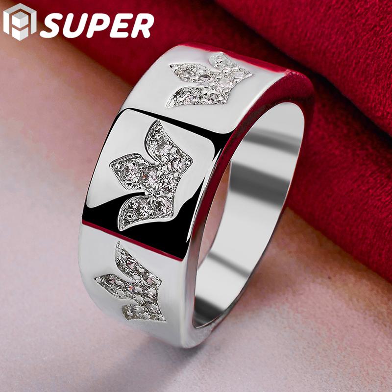 925 Sterling Silver AAA Zircon Crown Ring Fashionable Wedding Jewelry