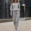 2024 European & American Autumn/Winter Casual Solid Color Zipper Hoodie Two-Piece Set