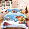 3pcs Christmas House Blue Goblin Print Duvet Set Multi Size Bedroom Dormitory Bedding Holiday Decoration Machine Washable