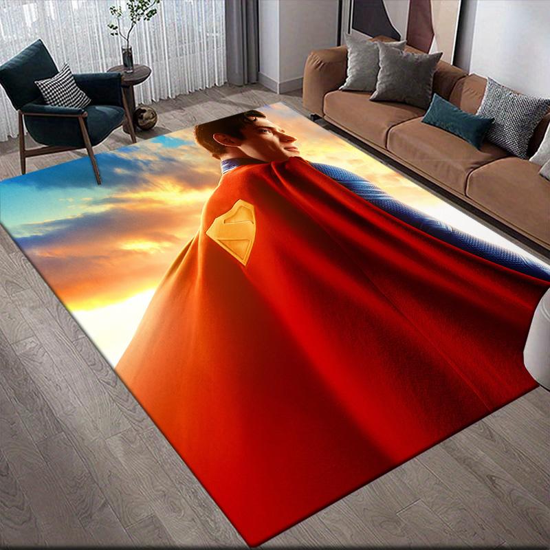 Superman Cape Anti-Slip Rug, Rectangular Carpet for Game Room & Entertainment Space