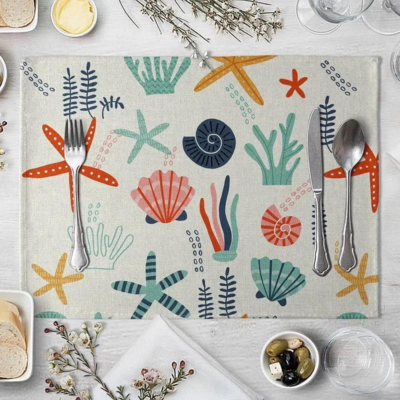 1PC Tiger Lion Place Mat Cartoon Animal Pattern Table  Creative   For Wedding Kitchen Decor Marine Life Placemat