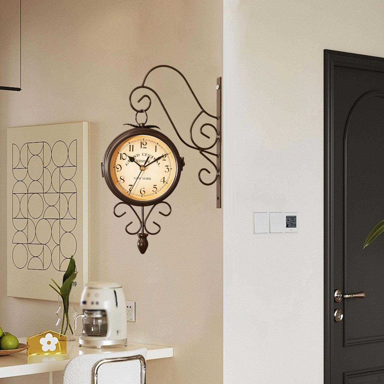 

Двусторонние настенные часы Дизайн Декорация Тихие 4,72 дюйма Подвесная станция для прихожей Arabic Numeral