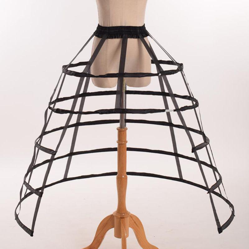 Hollow Petticoat Underskirt Ruffled Crinoline Skirt Bird Cage Boned Skirt Support Petticoat Girls Cosplay