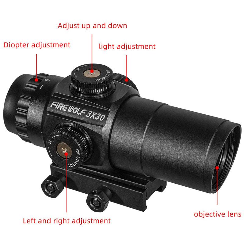 FIRE WOLF 3X30 Prism Scope Compact Hunting Prism Optics 1/2 MOA Waterproof 1000G Shots