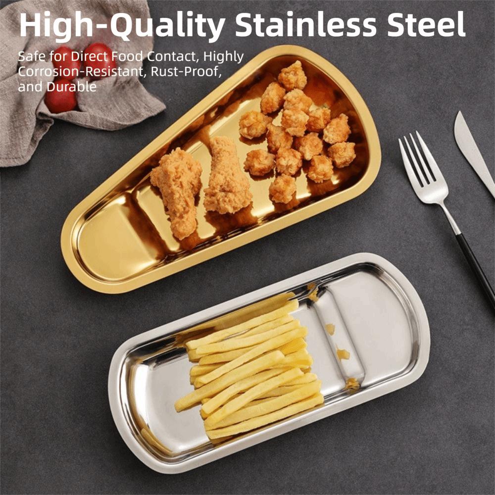 Irregular Outline Condiment Serving Tray Mirror Polished Metal Storage Tray  Kitchen Use