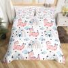 Colourful Dinosaur Duvet Cover For Kids Boys Girls Cartoon Dino Comforter Cover Floral Grass Mountain Bedding Set Wild Animal