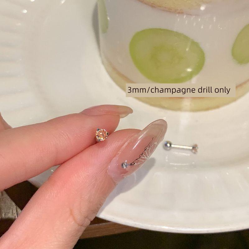 

Dudu Couple Flash Zircon Stud Earrings Medical Titanium Steel Ear-Caring Ear Ear Bone Pin Sleep No Need to Take off Ear Bone Stud Earrings for Women 3mm champagne single rod thick 0.8x rod length 6mm