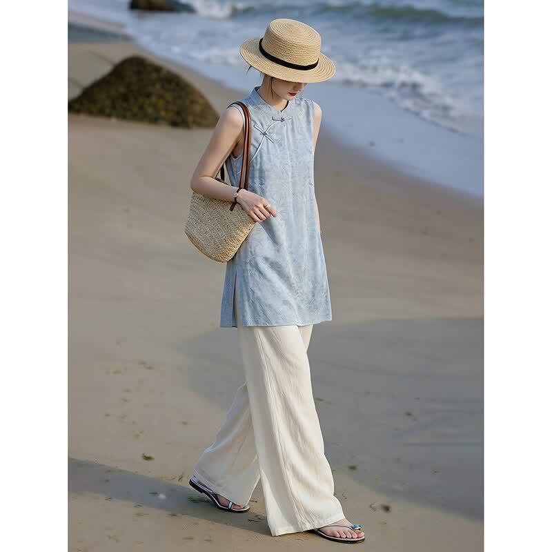 New Chinese Style Sleeveless Two-Piece Outfit S
