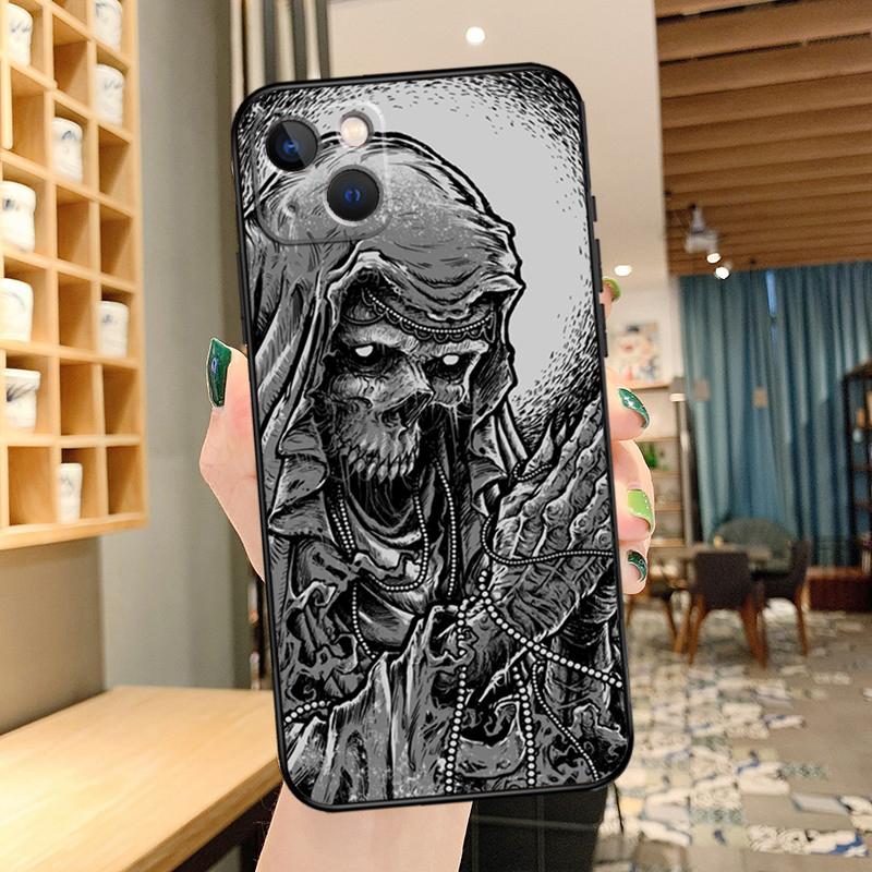 Gothic Fashion Skull Phone Case For iPhone 16 17 Pro Max 15 14 13 11 12 Pro Max Mini 15 16 Plus 16e 17 Air Cover