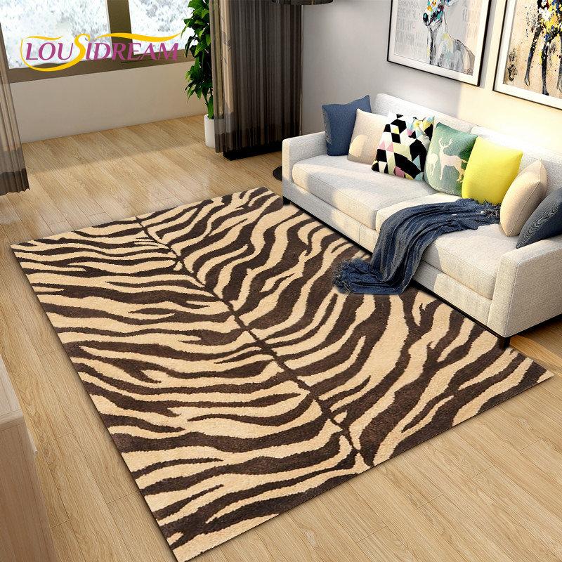3D Stripe Tiger Print Pattern Area Rug Large,Carpet Rug for Living Room Bedroom Kitchen Doormat Decoration, Non-slip Floor Mat
