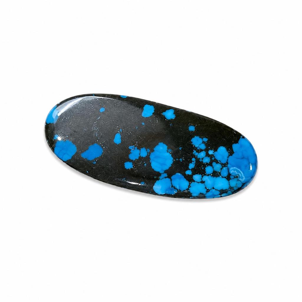 Blue Turquoise Long Oval Cabochon Gemstone | Designer Jewelry Making Stone