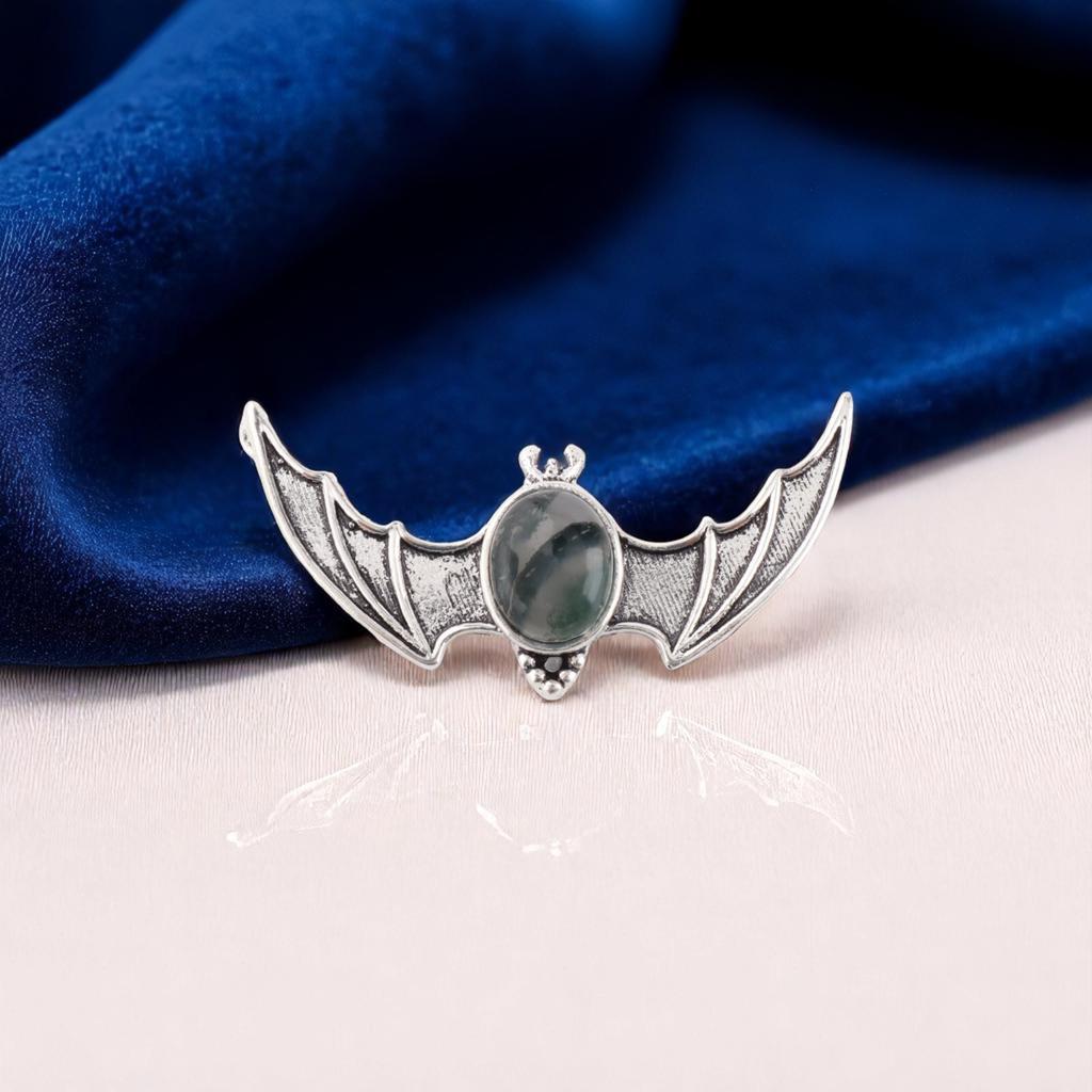 Natural Moss Agate Gemstone 925 Sterling Silver Jewelry Pendant 1" Gift For Wife CP-33-27