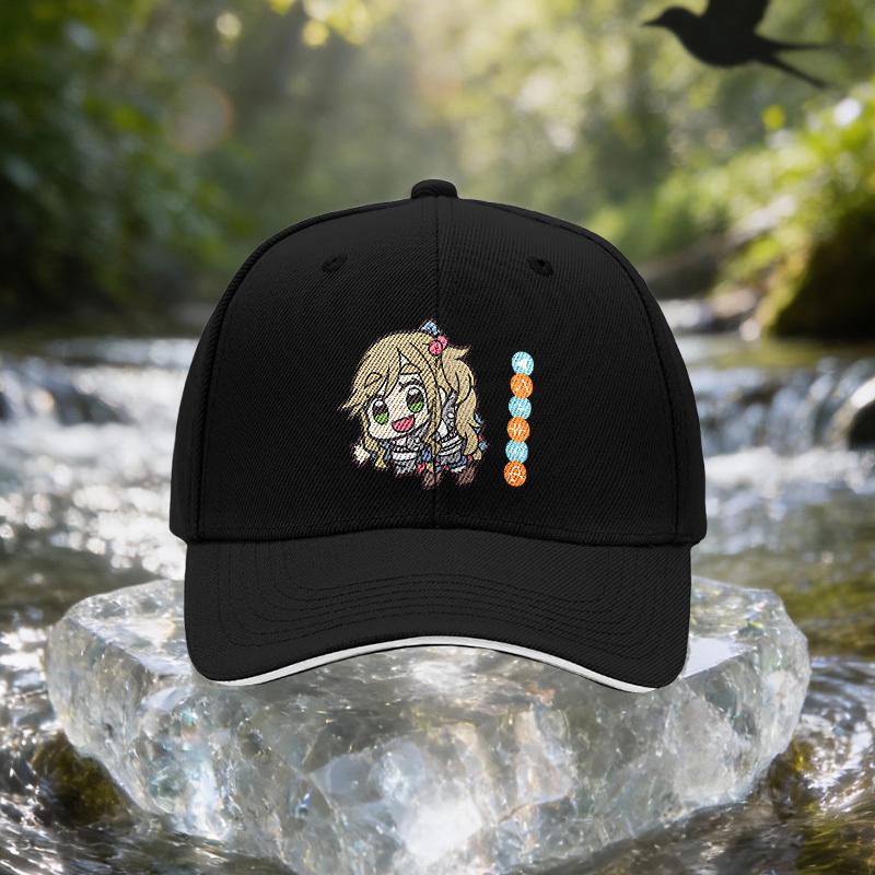 Anime Girl Cap with Chibi Characters - Adjustable Unisex Baseball Hat Suitable for Travel, Parties, Birthdays, Lightweight Outdo