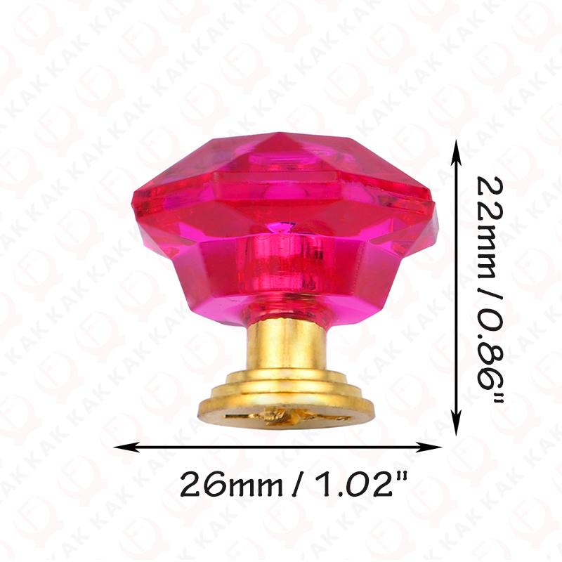 KAK Acrylic Crystal Diamond Furniture Knobs 26mm Colorful Kitchen Cabinet Handles Black Drawer Knobs Door Pull Furniture Hardwar